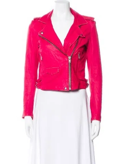 Pre-owned Iro Leather Biker Jacket In Pink