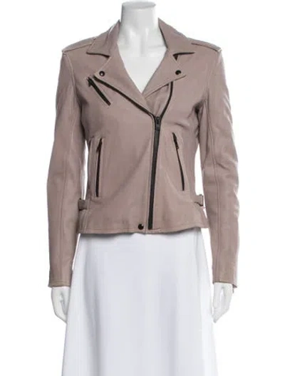 Pre-owned Iro Leather Biker Jacket In Pink