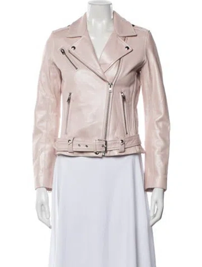 Pre-owned Iro Leather Biker Jacket In Pink