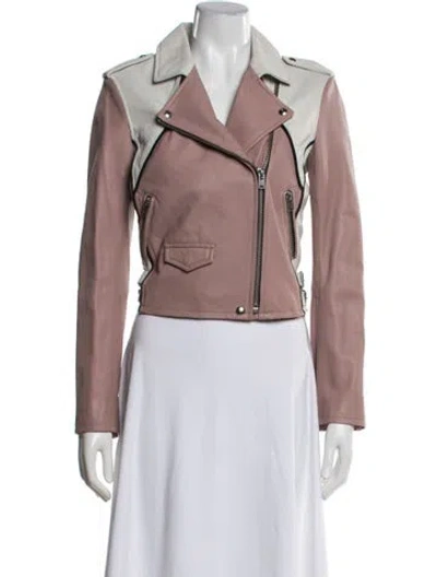 Pre-owned Iro Leather Biker Jacket In Pink