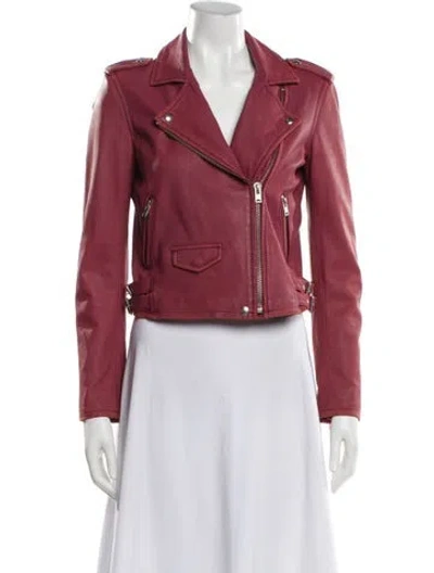 Pre-owned Iro Leather Biker Jacket In Pink