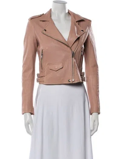 Pre-owned Iro Leather Biker Jacket In Pink