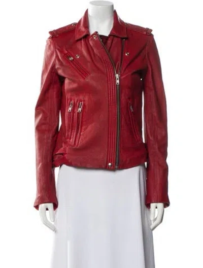 Pre-owned Iro Leather Biker Jacket In Red