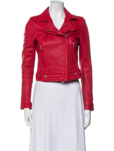 Pre-owned Iro Leather Biker Jacket In Red