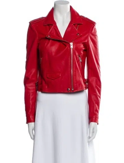 Pre-owned Iro Leather Biker Jacket In Red
