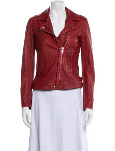 Pre-owned Iro Leather Biker Jacket In Red
