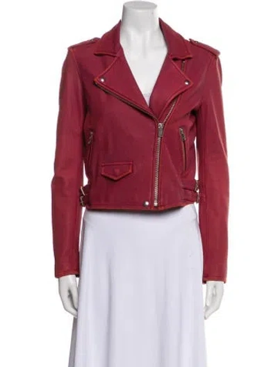 Pre-owned Iro Leather Biker Jacket In Red