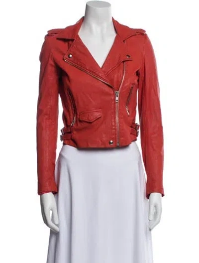 Pre-owned Iro Leather Biker Jacket In Red