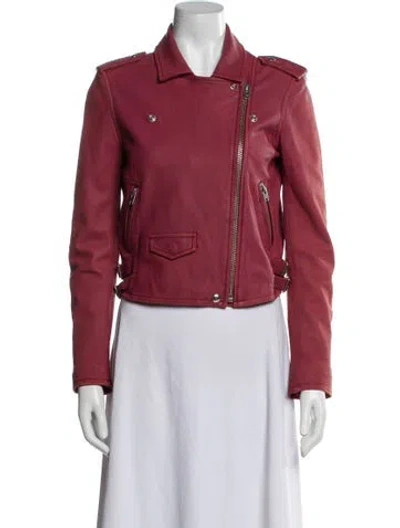 Pre-owned Iro Leather Biker Jacket In Red
