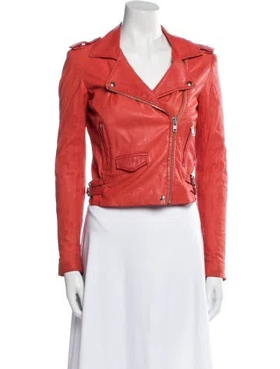 Pre-owned Iro Leather Biker Jacket In Red