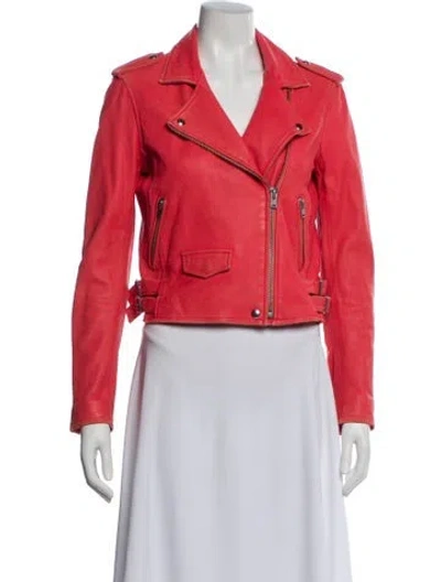 Pre-owned Iro Leather Biker Jacket In Red