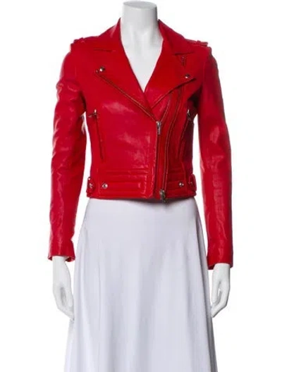 Pre-owned Iro Leather Biker Jacket In Red