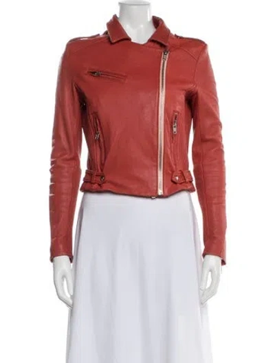 Pre-owned Iro Leather Biker Jacket In Red