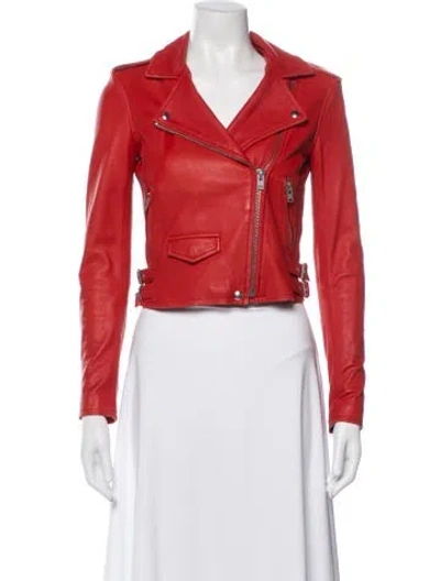 Pre-owned Iro Leather Biker Jacket In Red