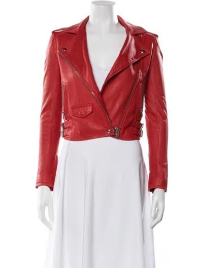 Pre-owned Iro Leather Biker Jacket In Red