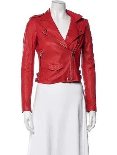 Pre-owned Iro Leather Biker Jacket In Red