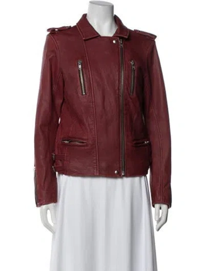 Pre-owned Iro Leather Biker Jacket In Red