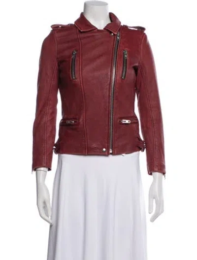 Pre-owned Iro Leather Biker Jacket In Red