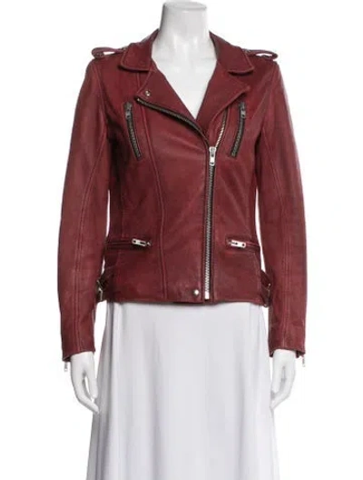 Pre-owned Iro Leather Biker Jacket In Red