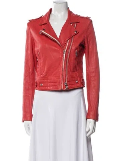 Pre-owned Iro Leather Biker Jacket In Red