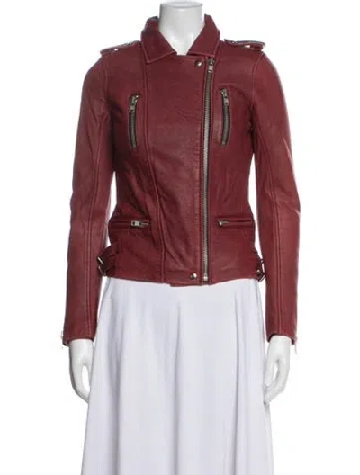 Pre-owned Iro Leather Biker Jacket In Red