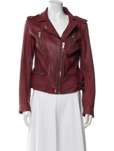 Pre-owned Iro Leather Biker Jacket In Red