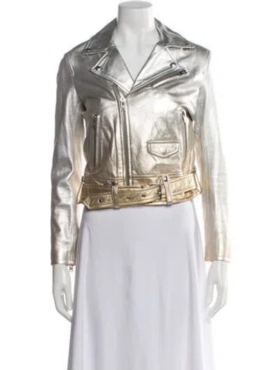 Pre-owned Iro Leather Biker Jacket In Silver