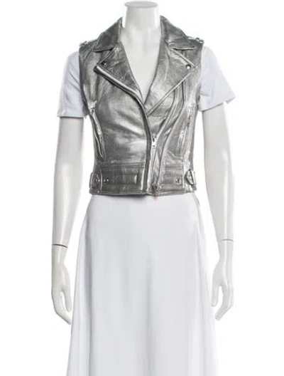 Pre-owned Iro Leather Biker Jacket In Silver