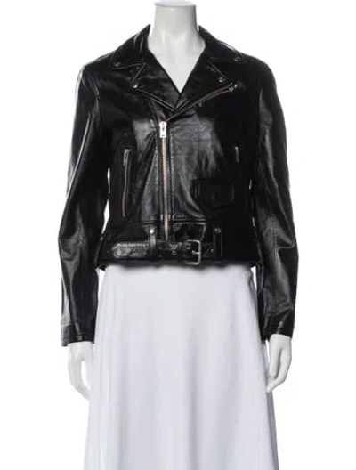 Pre-owned Iro Leather Biker Jacket W/ Tags In Blue