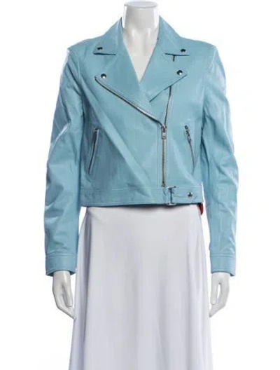 Pre-owned Iro Leather Biker Jacket W/ Tags In Blue