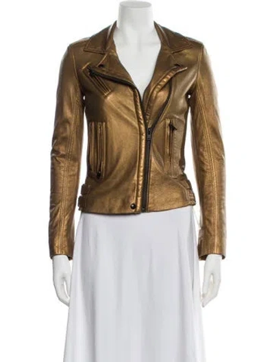 Pre-owned Iro Leather Biker Jacket W/ Tags In Gold