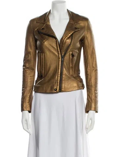 Pre-owned Iro Leather Biker Jacket W/ Tags In Gold