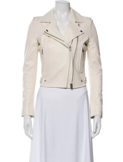 Pre-owned Iro Leather Biker Jacket W/ Tags In White