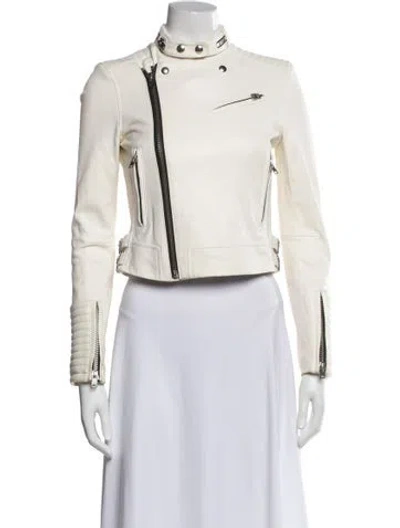 Pre-owned Iro Leather Biker Jacket In White