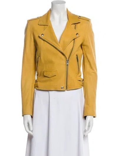 Pre-owned Iro Leather Biker Jacket In Yellow