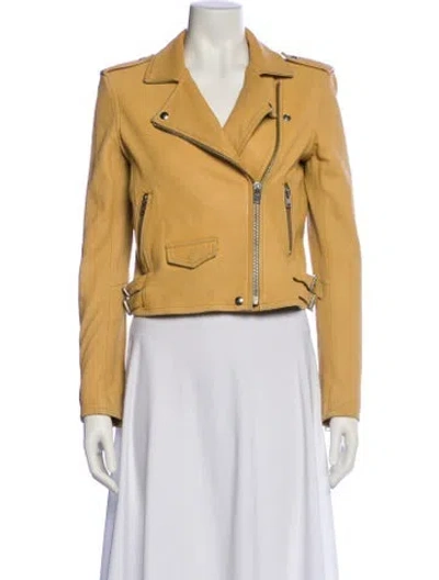 Pre-owned Iro Leather Biker Jacket In Yellow