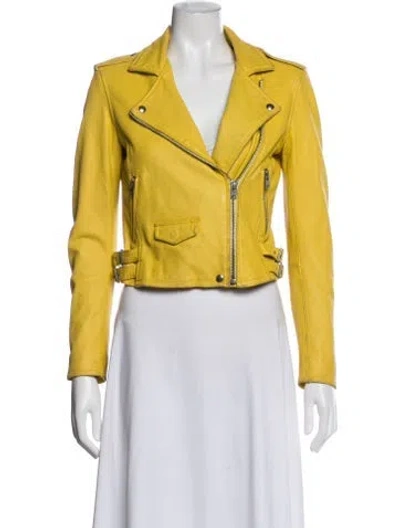 Pre-owned Iro Leather Biker Jacket In Yellow