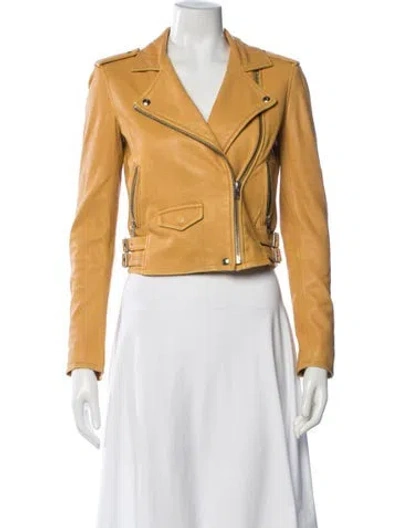 Pre-owned Iro Leather Biker Jacket In Yellow
