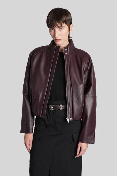 Iro Leather Bomber In Bordeaux Leather In Burgundy