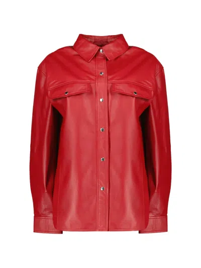 Iro Leather Buttoned Jacket In Red