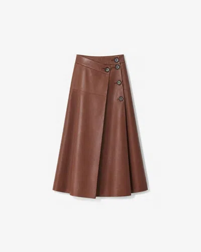 Iro Leather Button-front A-line Skirt In Brown