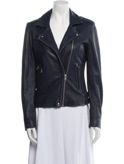 Pre-owned Iro Leather Coat In Blue