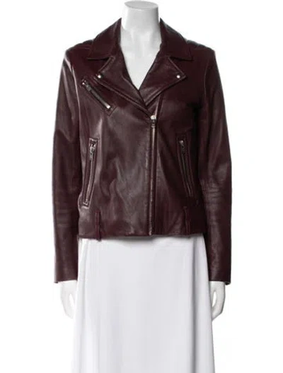 Pre-owned Iro Leather Coat In Burgundy
