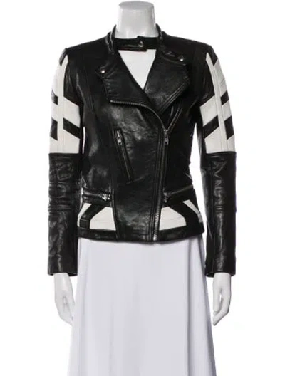 Pre-owned Iro Leather Colorblock Pattern Biker Jacket In Black