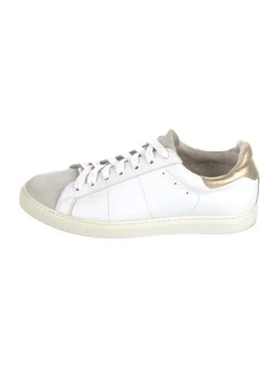 Pre-owned Iro Leather Colorblock Pattern Sneakers In White
