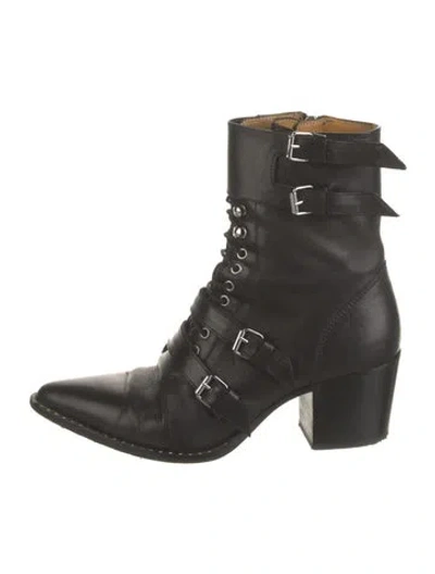 Pre-owned Iro Leather Combat Boots In Black