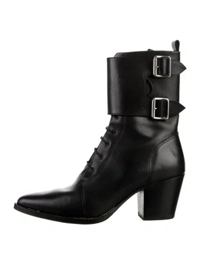 Pre-owned Iro Leather Combat Boots In Black