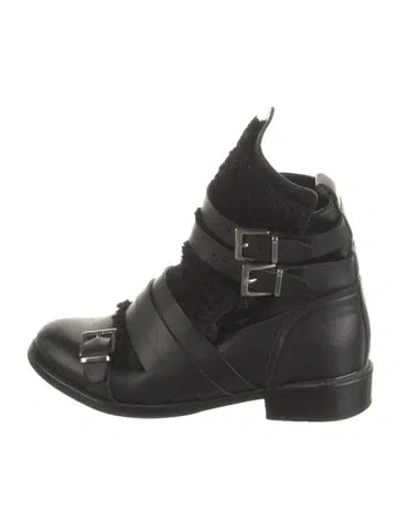 Pre-owned Iro Leather Combat Boots In Black