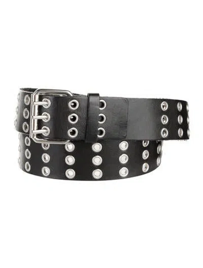 Pre-owned Iro Leather Eyelet Trim Belt In Black