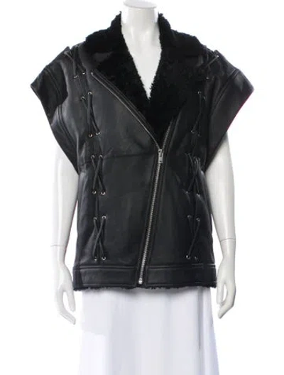 Pre-owned Iro Leather Faux Fur Jacket In Black